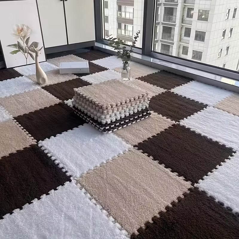 24 adet, Kalınlaştırılmış Peluş Patchwork Halı